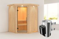 Karibu | Nanja Sauna | Bronzeglas Deur | Kachel 3,6 kW Geïntegreerde Bediening - thumbnail