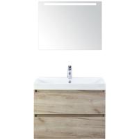 Maxx XL Badmeubelset 80 cm - Craft Oak - Wastafel Just 1 Kraangat met LED Spiegel