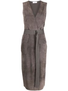 Fabiana Filippi robe en cuir à design sans manches - Gris