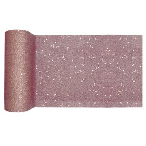 Santex Tafelloper op rol - rose goud glitter - 18 x 500 cm - polyester - feesttafel