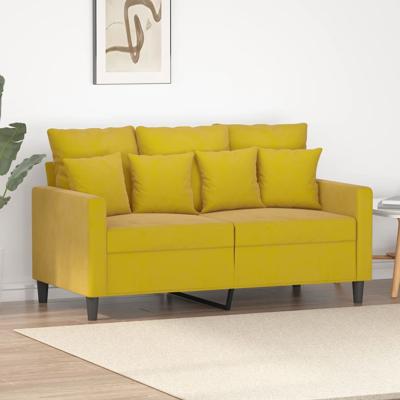 Tweezitsbank 120 cm fluweel geel