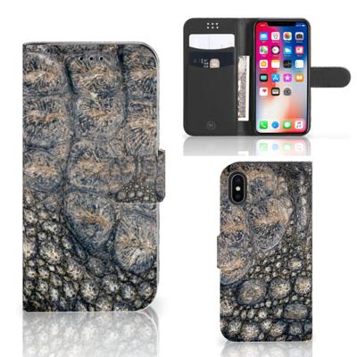 Apple iPhone X | Xs | Telefoonhoesje | Met pasjeshouder | Krokodillenprint
