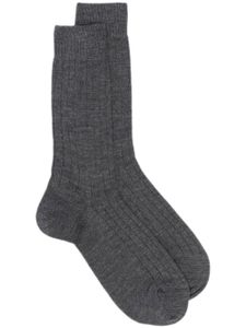 Sunspel chaussettes nervurées à logo imprimé - Gris