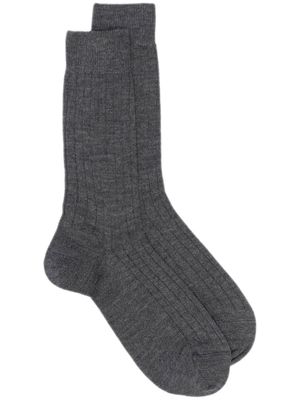 Sunspel chaussettes nervurées à logo imprimé - Gris