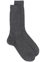 Sunspel chaussettes nervurées à logo imprimé - Gris