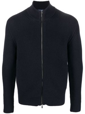 Drumohr cardigan en mérinos à fermeture zippée - Bleu