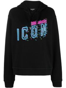 DSQUARED2 hoodie en coton à lien de resserrage - Noir