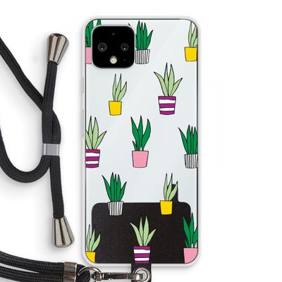 Sanseveria: Pixel 4 Transparant Hoesje met koord