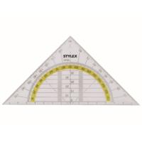 Stylex Geodriehoek - met liniaal en gradenboog - kunststof - 14 x 9 cm - wiskunde/school