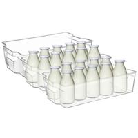 Koelkast/keuken organizer bak - 3x - transparant - kunststof - L37 x B21 x H10 cm - groente lade