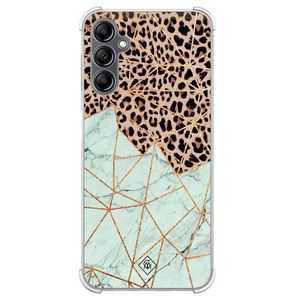 Samsung Galaxy A14 shockproof hoesje - Luipaard marmer mint