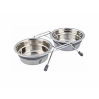 Voerbak voor honden Trixie Roestvrij staal 450 ml Dubbel 2 × 0,45 L
