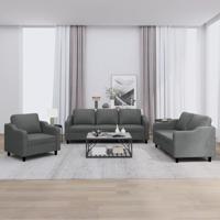 3-delige Loungeset met kussens stof donkergrijs