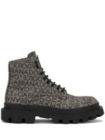 Dolce & Gabbana bottines à logo en jacquard - Gris - thumbnail