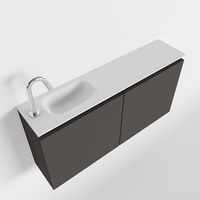 Toiletmeubel Mondiaz Ture | 100 cm | Meubelkleur Dark grey | Eden wastafel Talc Links | 1 kraangat