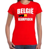 Belgie kampioen supporter t-shirt rood EK/ WK voor dames - thumbnail