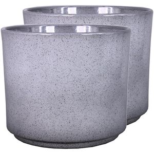 2x Stuks Plantenpot Calla - grijs - gespikkeld - keramiek - 12,5 x 11cm - bloempot