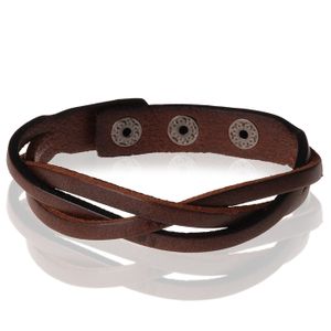 Stone Valley gevlochten leren armband Heren Donkerbruin