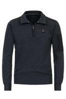 Casa Moda Casual Regular Fit Half-Zip Sweater Marine, Effen - thumbnail