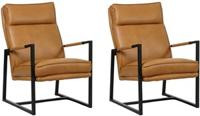 Set van 2 Cognac leren industriële design fauteuils Square - Granada leer Sahara (cognac leer)