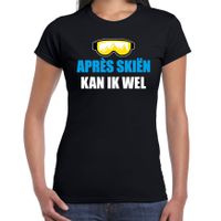 Apres ski t-shirt Apres skieen kan ik wel zwart dames - Wintersport shirt - Foute apres ski outfit - thumbnail