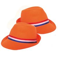 2x stuks oranje tribly hoed