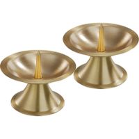 2x Luxe metalen kaarsenhouders goud voor stompkaarsen van 5-6 cm