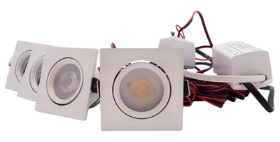 Set 4 x vierkante inbouwspot 4W wit