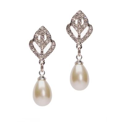 Luxury Vintage Pearl Drop Oorbellen Diamant Zilver