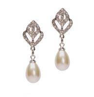 Luxury Vintage Pearl Drop Oorbellen Diamant Zilver