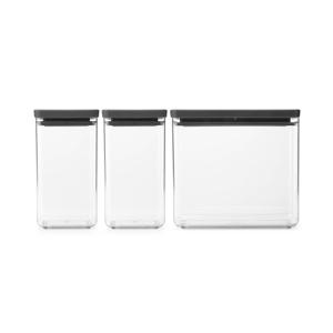 Brabantia Tasty+ Voorraadbussen - Stapelbaar - 1,6 + 1,6 + 3,5 l - Dark Grey