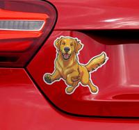 Speelse golden retriever autosticker