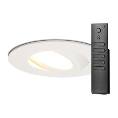 16x Napels inbouwspot - Wit - Dimbaar - 360° Kantelbaar - 39mm inbouwdiepte - 8 Watt 570 lumen - 2700K warm wit - IP65 waterdicht - met dimmer en afstandsbediening
