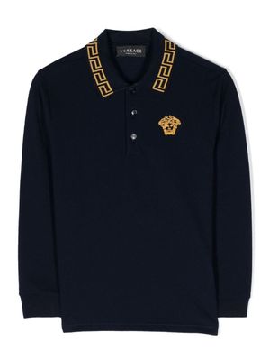 Versace Kids polo Greca à broderies - Bleu