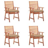 Tuinstoelen 4 st met kussens massief acaciahout