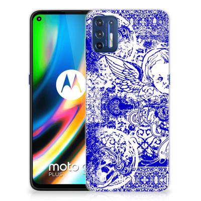 Silicone Back Case Motorola Moto G9 Plus Angel Skull Blauw