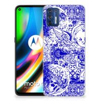 Silicone Back Case Motorola Moto G9 Plus Angel Skull Blauw