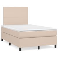 Boxspring met matras kunstleer cappuccinokleurig 120x190 cm