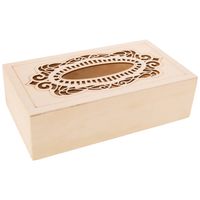 Tissuedoos/tissuebox rechthoekig van hout met sierlijk design 26 x 14 cm naturel - Tissuehouders - thumbnail