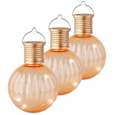 Lampion solar verlichting - 6x - oranje - 11 cm - LED