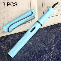 3 PC's School Office Extra fijn Titanium legering Nib transparante zuiger fontein Pen(Light Blue) willekeurige levering (0.5mm/0.38mm Nib)