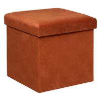 Poef/krukje/hocker Amber - Opvouwbare zit opslag box - fluweel Terracotta - D38 x H38 cm - thumbnail