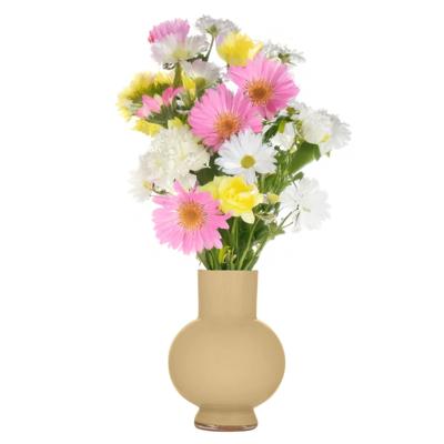 Hakbijl Glass Bloemenvaas Deborah - Beige- glas - D20 x H 26 cm