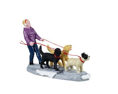 Kerstdorpminiatuur Dog Walker 12x4x18 cm - Lemax