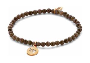 CO88 Collection 8CB-90159 - Natuurstenen armband met hanger - X-hart - 4 mm Jade - one-size - bruin
