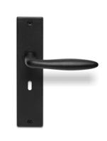 Deurklink Luno massief zwart op langschild sleutelgat 56mm