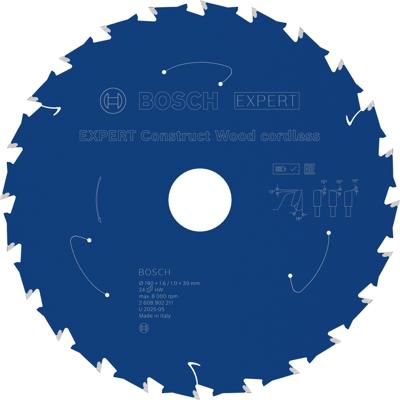 Bosch Accessoires EXPERT Construct Wood cordless Cirkelzaagblad | 190 x 1,6/1 x 30 mm | T24 - 2608902211