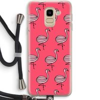 Flamingo: Samsung Galaxy J6 (2018) Transparant Hoesje met koord
