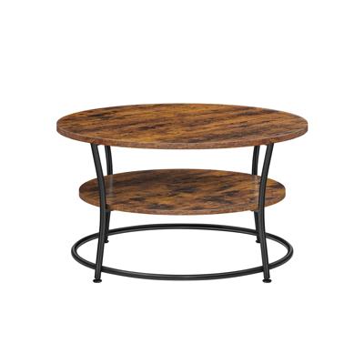 Salontafel met 2 planken, vintage bruin-zwart