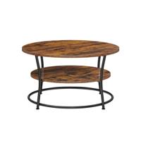 Salontafel met 2 planken, vintage bruin-zwart